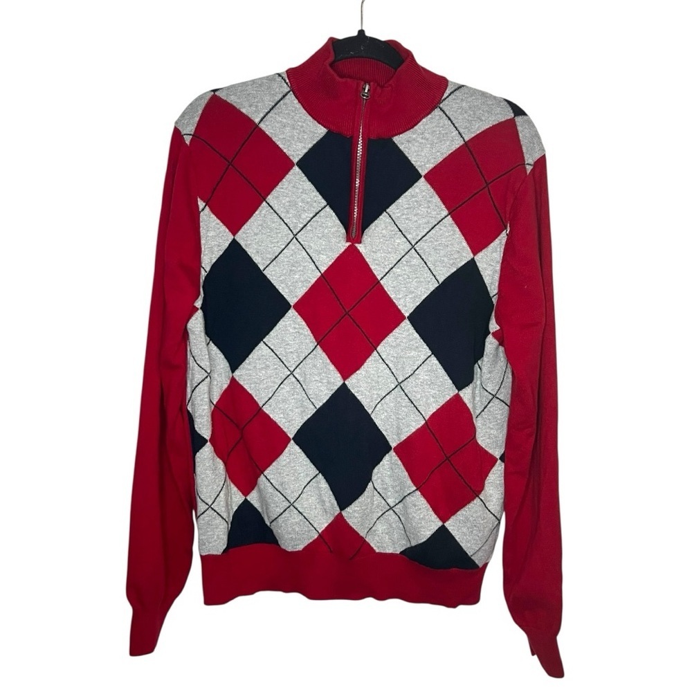 Chaps Golf 78 Men’s Argyle sweater - Red/Black/Gray - Size Medium